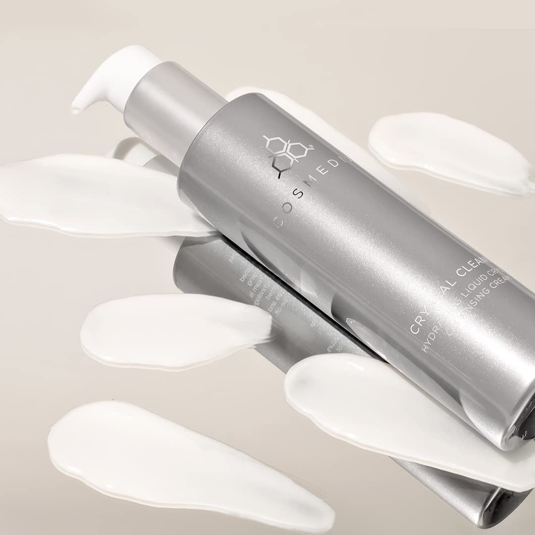COSMEDIX Crystal Cleanse Liquid Cream Facial Cleanser - Deep Cleaning AM & PM Cleanser for Face with Moisturizing & Hydrating Crystal Technology for Dirt, Oil, Makeup & Impurities - All Skin Types