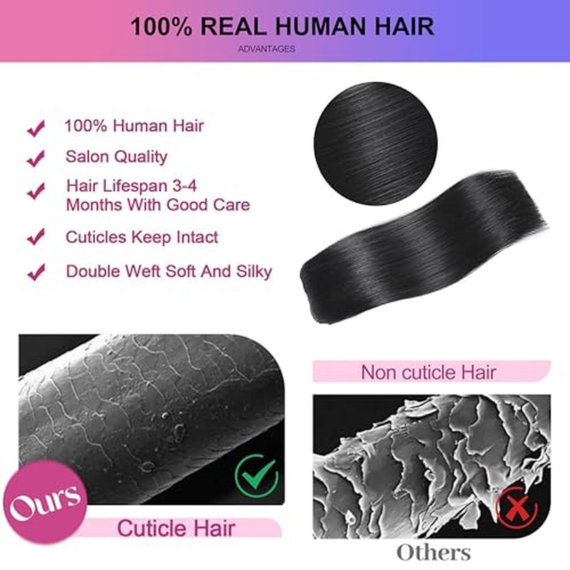 Clip in Hair Extensions Real Human Hair, 24 Inch 120g, 1B Natural Black, Invisible Seamless Straight Remy Human Hair Clip in Extensions for Women 8pcs Per Set with Double Weft