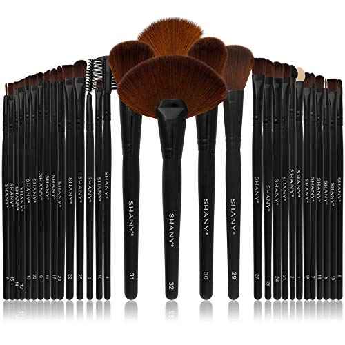 SHANY Makeup Brushes Premium Synthetic Foundation Powder Concealers Eye Shadows Cosmetics Brush Set with Faux Leather Pouch and Instruction sheet, 32 Count