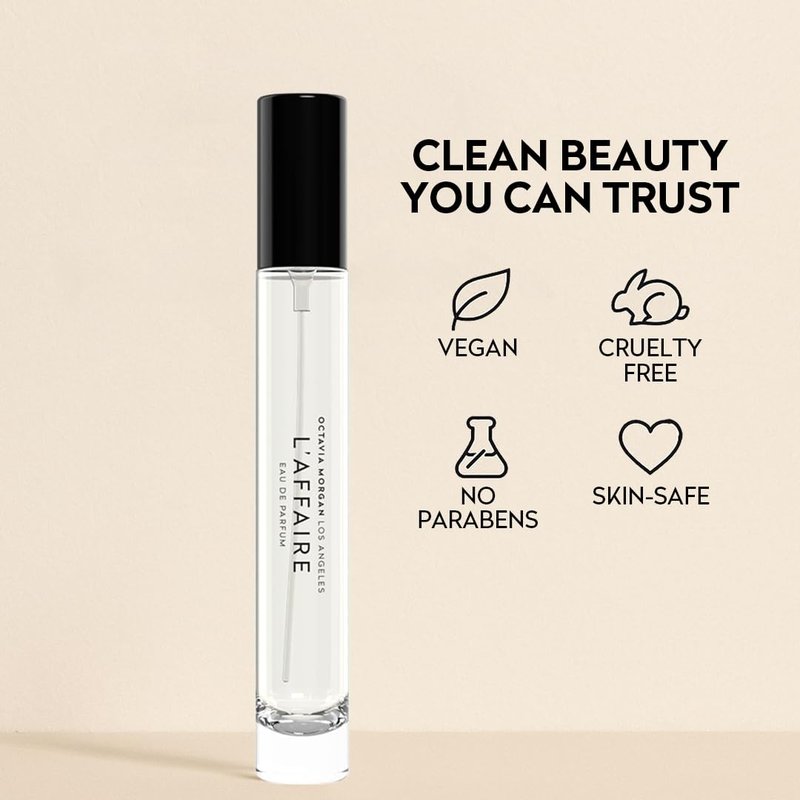 OCTAVIA MORGAN L’AFFAIRE Eau de Parfum - Floral Sweet Fragrance with Jasmine, Saffron, Amberwood & Vegan Ambergris - Travel Size Clean, Vegan & Long-Lasting Spray Perfume for Women & Men - 10ML
