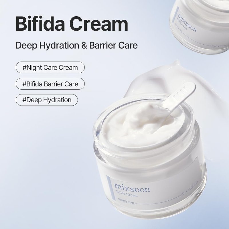 mixsoon Bifida Cream – Last layer Night Cream Hydrating & Strengthening Barrier, Gentle Moisturizer Face Cream for Healthy-Looking Skin 2.02 fl.oz / 60ml Korean Glass Skin Care