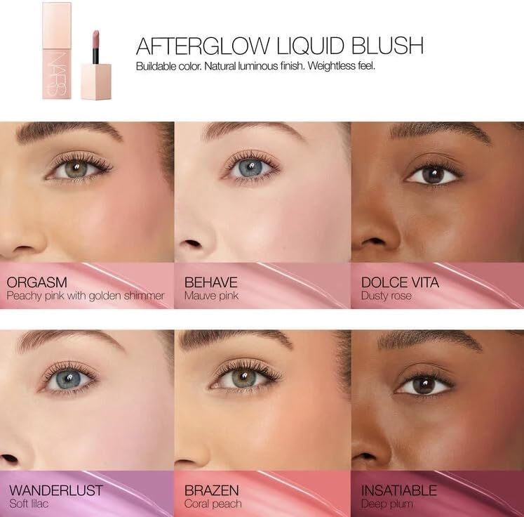 NARS Afterglow Liquid Blush - Brazen Shade for Women - 0.23 oz Liquid Blush
