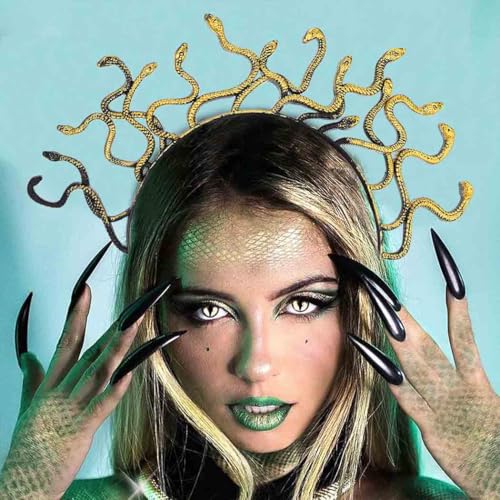 BARTOSI Medusa Snake Headband Greek Goddess Headpiece Halloween Costume Hair Accessories for Women and Girls