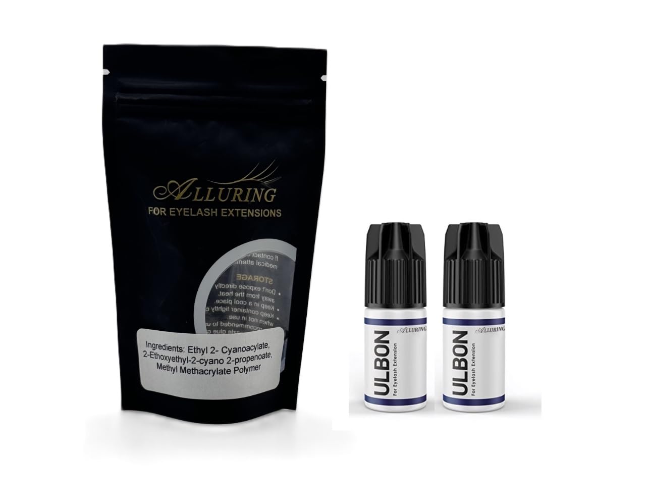 Alluring Ulbon Eyelash Extension Glue - Strong, Long-Lasting Adhesive | 5ml (Qty: 2)
