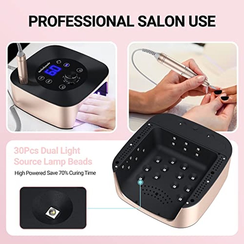 MelodySusie Multifunctional 2-in-1 Desktop Nail Drill with Nail Lamp, XC320C 30000RPM Electric File with Smart Sensor for Manicure Shaping & Gel Removal, Ideal for Advanced Nail Artists & Home Use