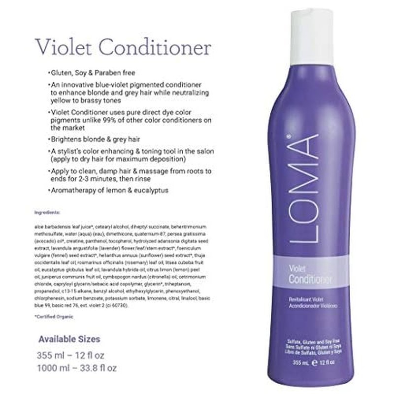 LOMA Violet Shampoo and Violet Conditioner (DUO PACK) 33 Sulfate, Paraben and Gluten FREE