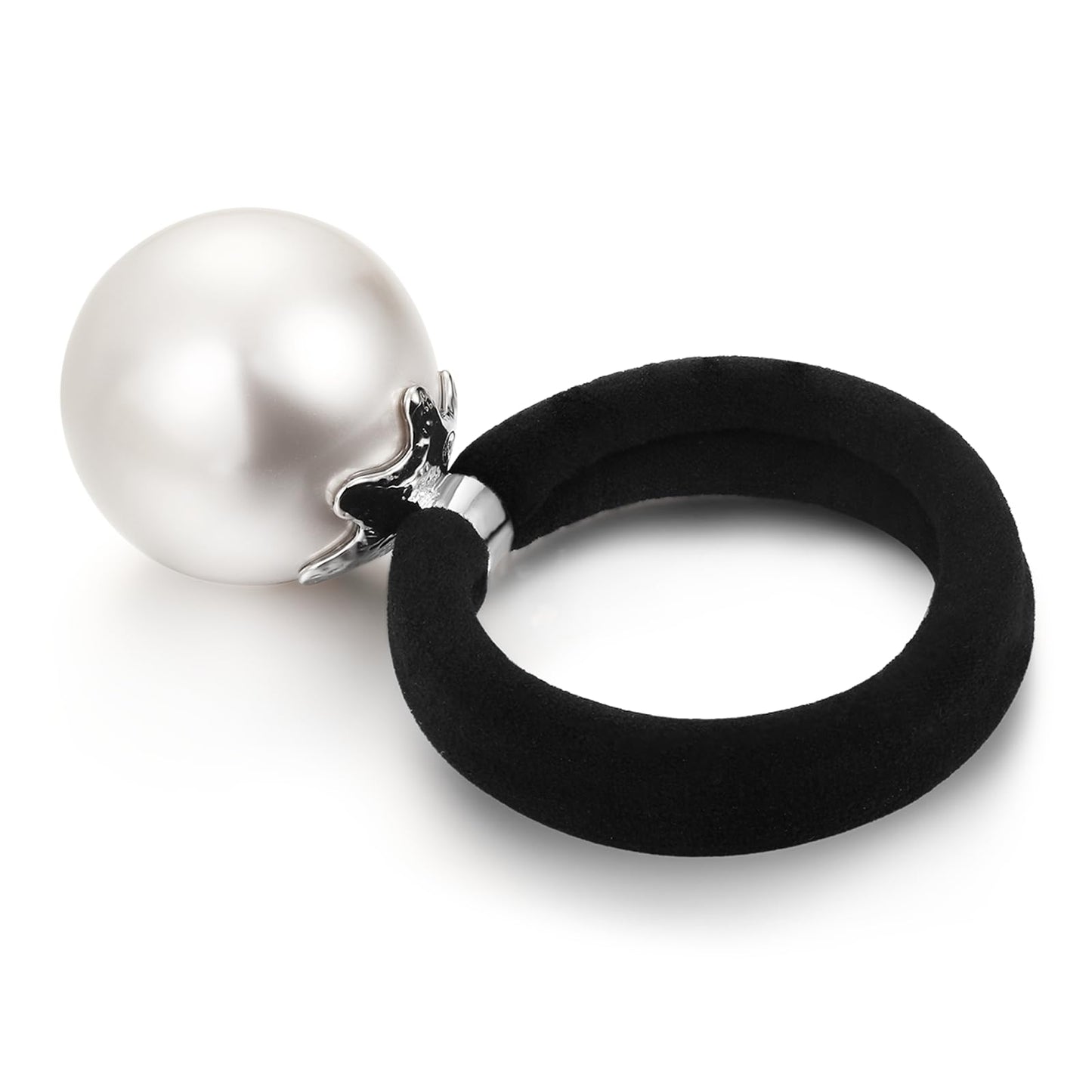 SHE'S Versailles Pearl Hair Scrunchies, Elegant French hair elastics Original Light Luxury Ponytail Holder for Thick and Thin Hair, Elegant Pearl hair ties for women (White)