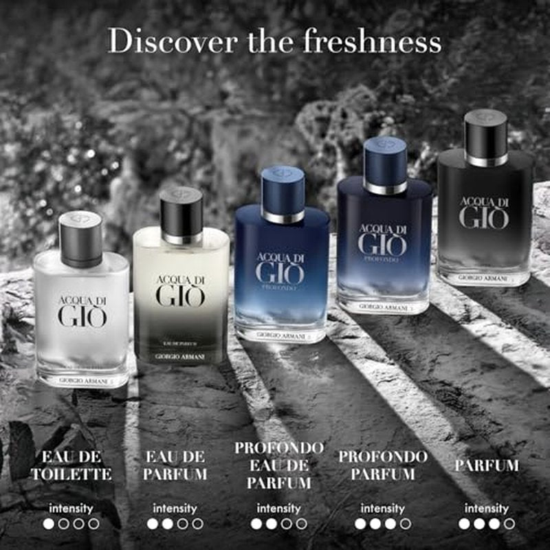 Armani beauty? Acqua di Gi? Men's Cologne Trio ($124 Value) ? Eau de Toilette, Profundo, & Parfum - 0.5 Fl Oz Each