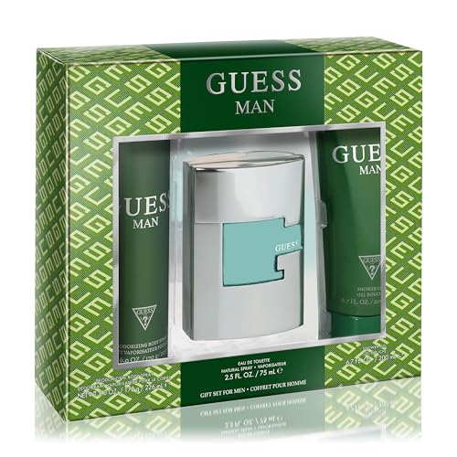 GUESS Man Eau de Toilette 3 Piece Gift Set - Cologne Spray 2.5 Fl. Oz., Deodorizing Body Spray 6.0 Oz., & Shower Gel 6.7 Fl. Oz.