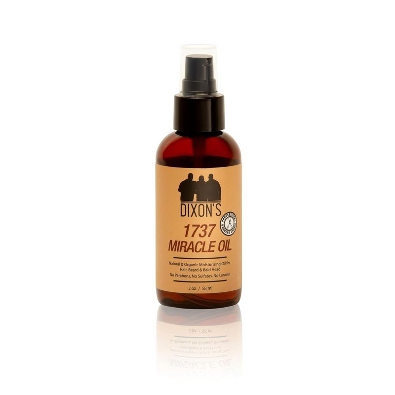 Dixon's 1737 Miracle Oil, Natural Organic Beard, Scalp, Hair Oil for Softening, Shine, Breakage Reduction, Scalp Hydration Organic Nourishment (2 fl Oz)