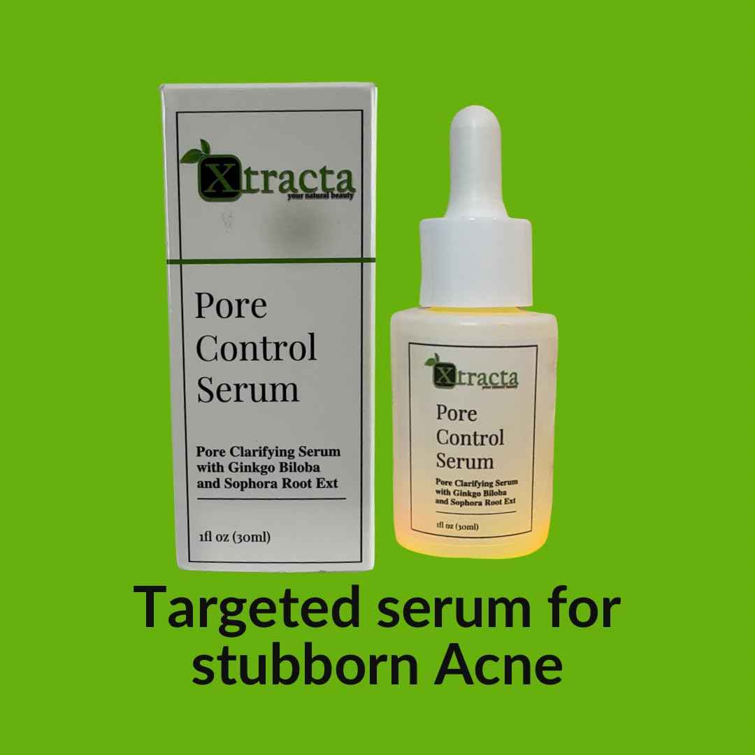 Xtracta Pore Control Serum for Acne-Prone Skin – Salicylic Acid, Azelaic Acid, Colloidal Sulfur & Ginkgo – Plant-Based Oil & Blackhead control, 30ml