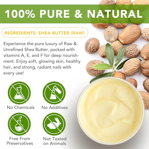 Shea Butter Raw Organic, Natural Raw Unrefined Shea Butter Hand Cream, Moisturizing and Locking Water, Keeps Skin Healthy and Vibrant, 7.8 OZ