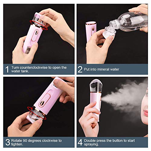 Handy Nano Facial Mister with Skin Analyzer Moisture Tester, Portable Nano Mist Sprayer Atomization Eyelash Extensions Steamer Mister,Mini Cool with Large Capacity,Face Moisturizing