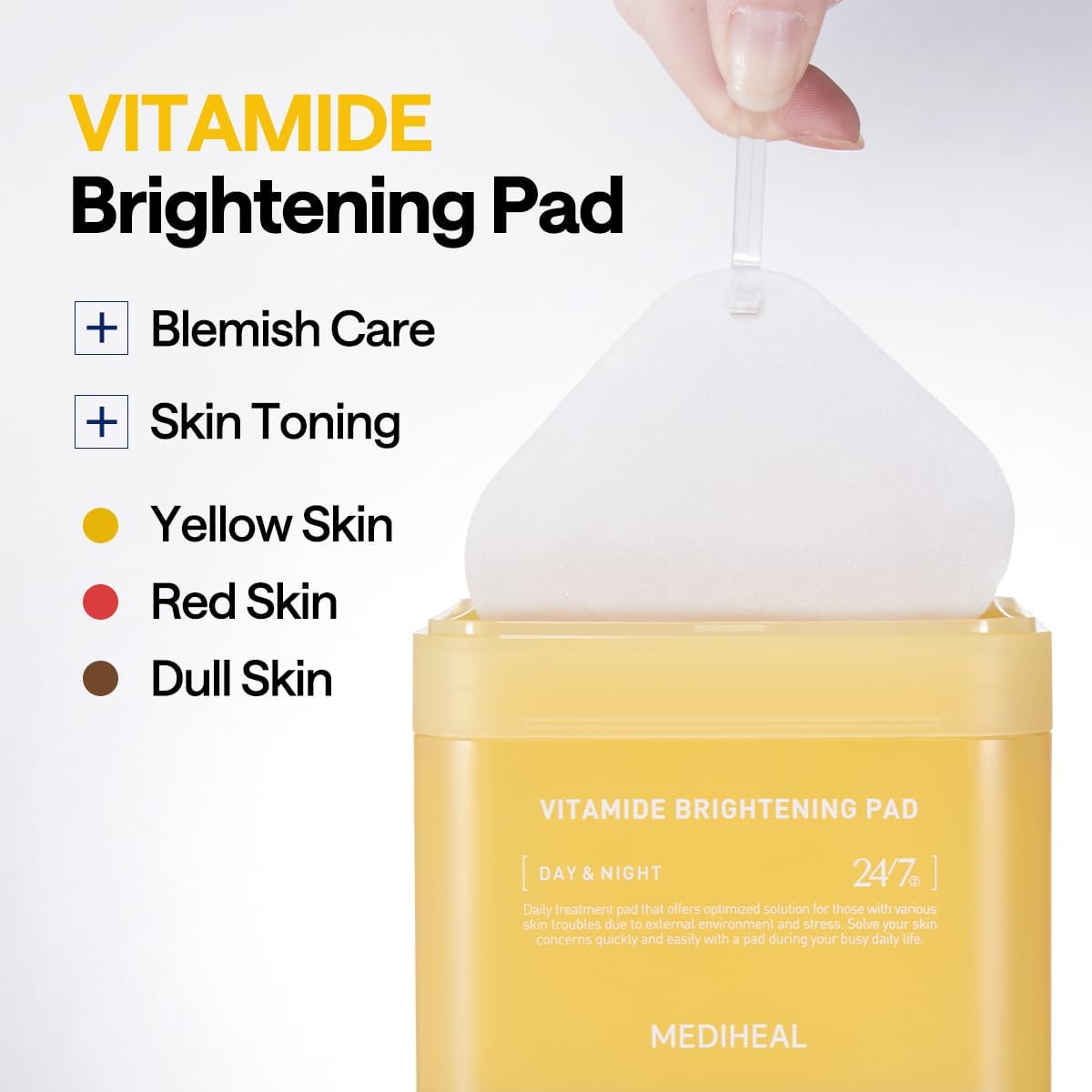 Mediheal Toner Pads - Radiance Boosting Niacinamide & Sea Buckthorn - Vegan Blemish Care | 100 Count