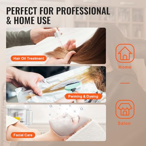 VEVOR Hair Steamer, 2 in 1 UV Ozone Hair & Facial Steamer with Detachable Bonnet Hood, Nano Ionic Face Steamer with 360¡Æ Rotatable Sprayer for Deep Conditioning, Perfect for Salon Spa Home Beauty