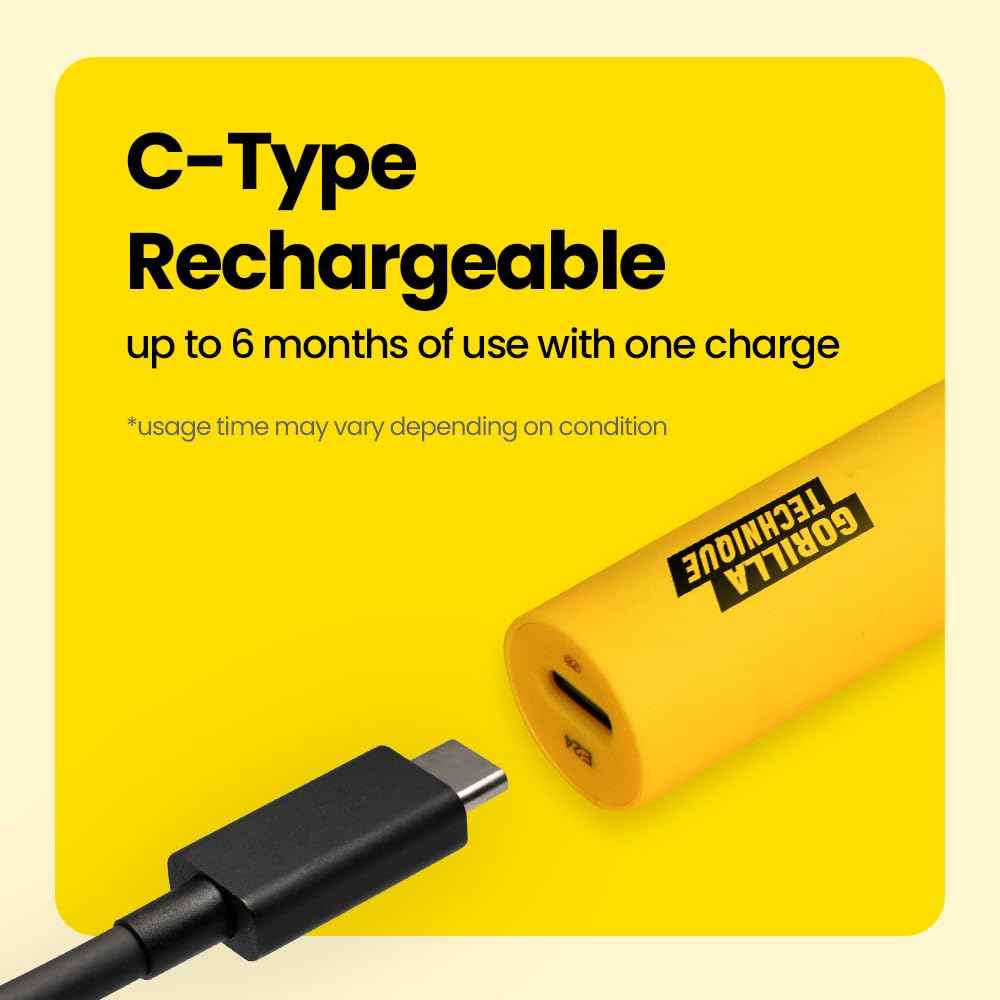 Gorilla Technique Nose Ear Hair Trimmer for Men, Rechargeable 2-in-1 Trimmer for Nose Ear Eyebrow Hair Removal, No Pull No Snag Grooming with High-Speed 10,000rpm Motor, 2 Heads