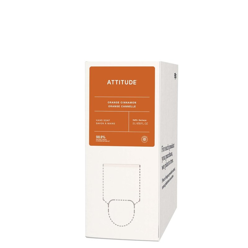 ATTITUDE Liquid Hand Soap Refill - EWG Verified, Plant-Based, Vegan, Orange Cinnamon Scent | 67.6 Fl Oz