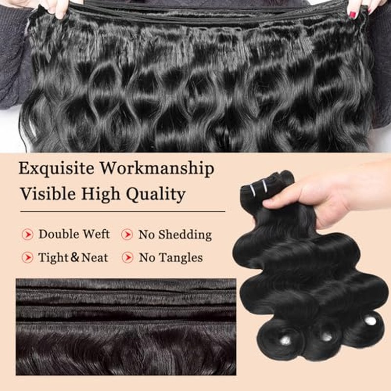 Body Wave Bundles Human Hair 20 22 24 Inch 12A 4 Bundles 100% Unprocessed Brazilian Virgin Remy Hair Body Wave Human Hair Bundles Hair Extensions Natural Color