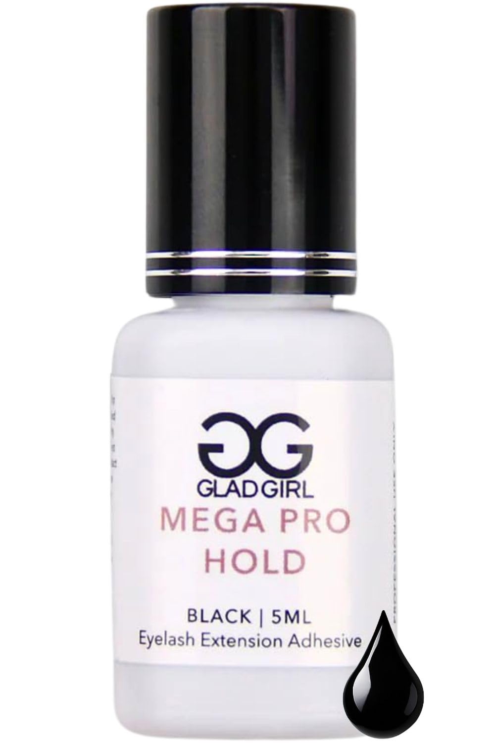 GladGirl Mega Pro Hold Lash Extension Glue for Single Strand Lashes, 5 ml, Volumizing, Low Fumes, Up to 3 Weeks Retention, Fast Drying Time