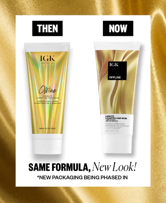 IGK Offline 3-Minute Hydration Hair Mask | Deep Conditioning Treatment for Dry, Damaged Hair - Vegan & Cruelty-Free