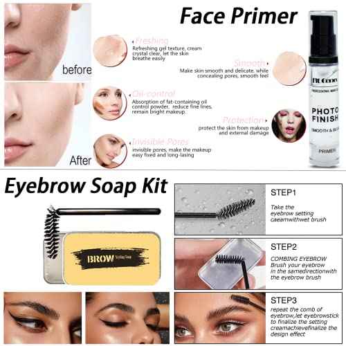 All in One Makeup Kit for Women Full Kit, 12 Colors Eyeshadow, Foundation & Primer, Lipsticks, Eyeliner, Mascara, Contour Stick, Brow Soap, Makeup Brush & Sponge, Make Up Gift Set for Women, Teens