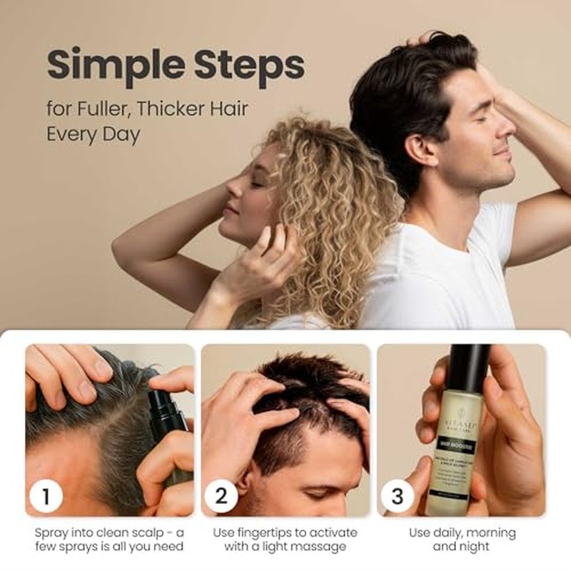 Vitasei Hair Booster 2 Fl Oz (3 Pack) ? Hair Revitalizing Serum with Capilia Longa, Wild Olive Stem Cells & Arginine ? Peptide-Enriched Hair Tonic Supports Thicker, Stronger Hair ? For Women & Men
