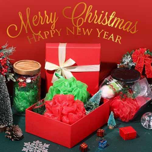 24 Pcs Halloween Bath Loofah Sponge Orange Black Loofah Exfoliating Body Scrubber Shower Sponge 50g Mesh Shower Pouf Balls Gift Set for Women Men Christmas Bathing Accessories