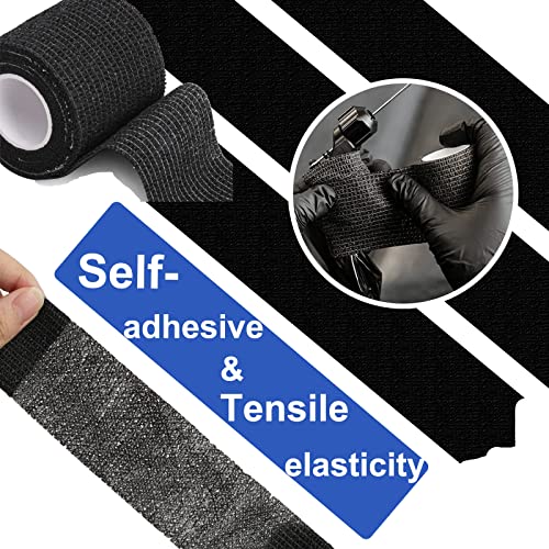 12Pcs Tattoo Grip Tape Machine Gun Wrap Athletic Tattoo Grip Cover Self Adhesive Bandage Wrap Elastic Supplies