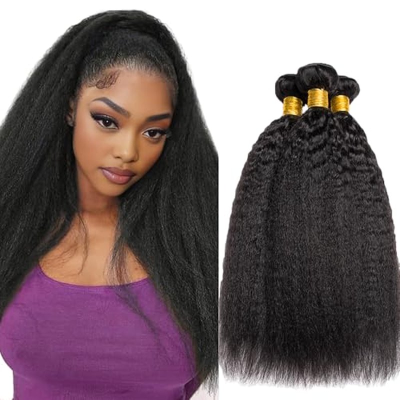 30 30 30 Inch Yaki Straight Bundles Human Hair Natural Black Color Kinky Straight Bundles Unprocessed Brazilian Virgin Hair Extensions