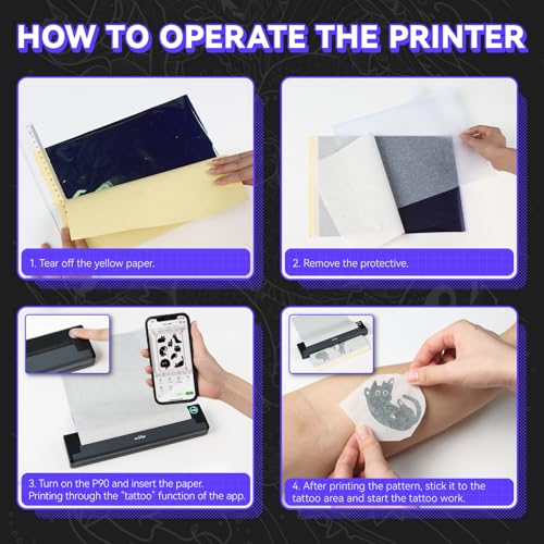 PeriPage Wireless Tattoo Stencil Printer - Professional & Beginner Friendly, Bluetooth & USB Connectivity, 5pcs Free Stencil Paper Included
