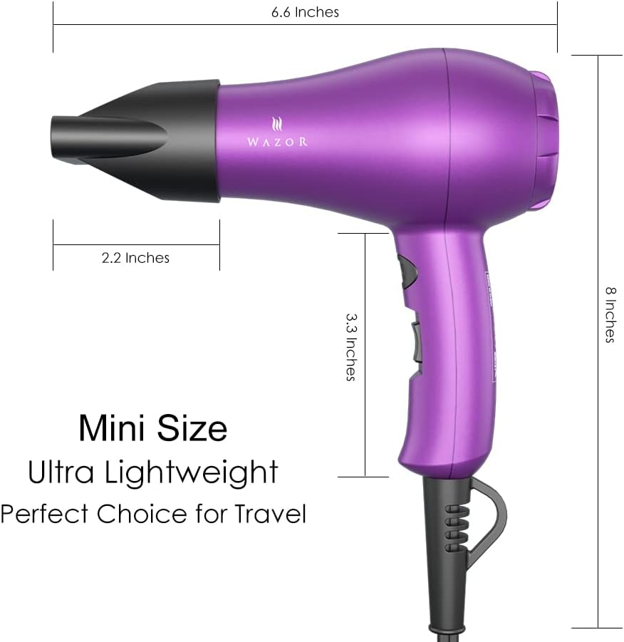 Lightweight Kids Hair Dryer - 1000W Ionic Compact Blow Dryer for Travel & RV | Perfect for Young Hair