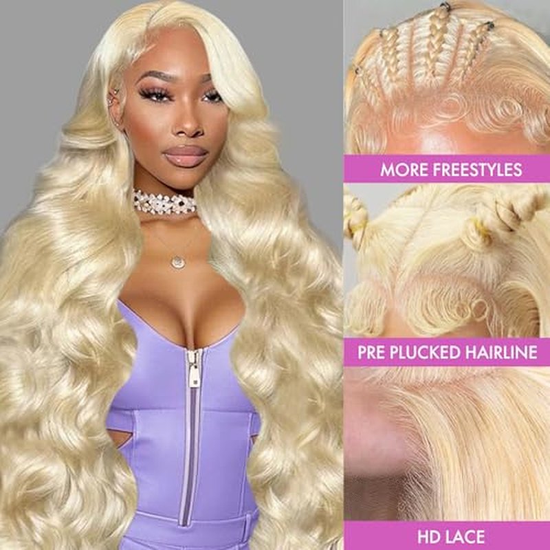 30 Inch 613 Lace Front Wig Human Hair 200 Density Blonde Wig Human Hair Body Wave Lace Front Wigs Human Hair Pre Plucked 613 13X4 HD Lace Frontal Wigs Human Hair for Women Natural Hairline