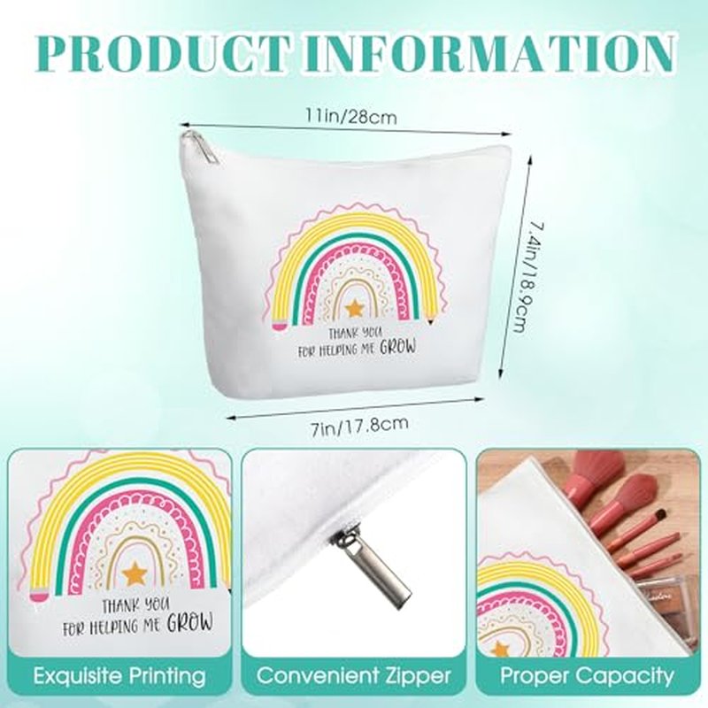 Hushee 6 Pcs Teacher Appreciation Gift for Women Include 2 Set Teacher Tote Bag Tumbler and Makeup Bag