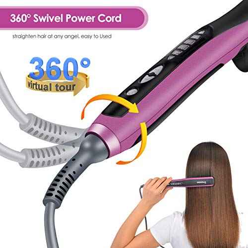 Professional Hair Straightening Brush - Fast Heating Ceramic Styler with 6 Adjustable Temp Settings, Anti-Scald & Auto-Off Safety - Sleek & Smooth Hair for Home, Travel, Salon