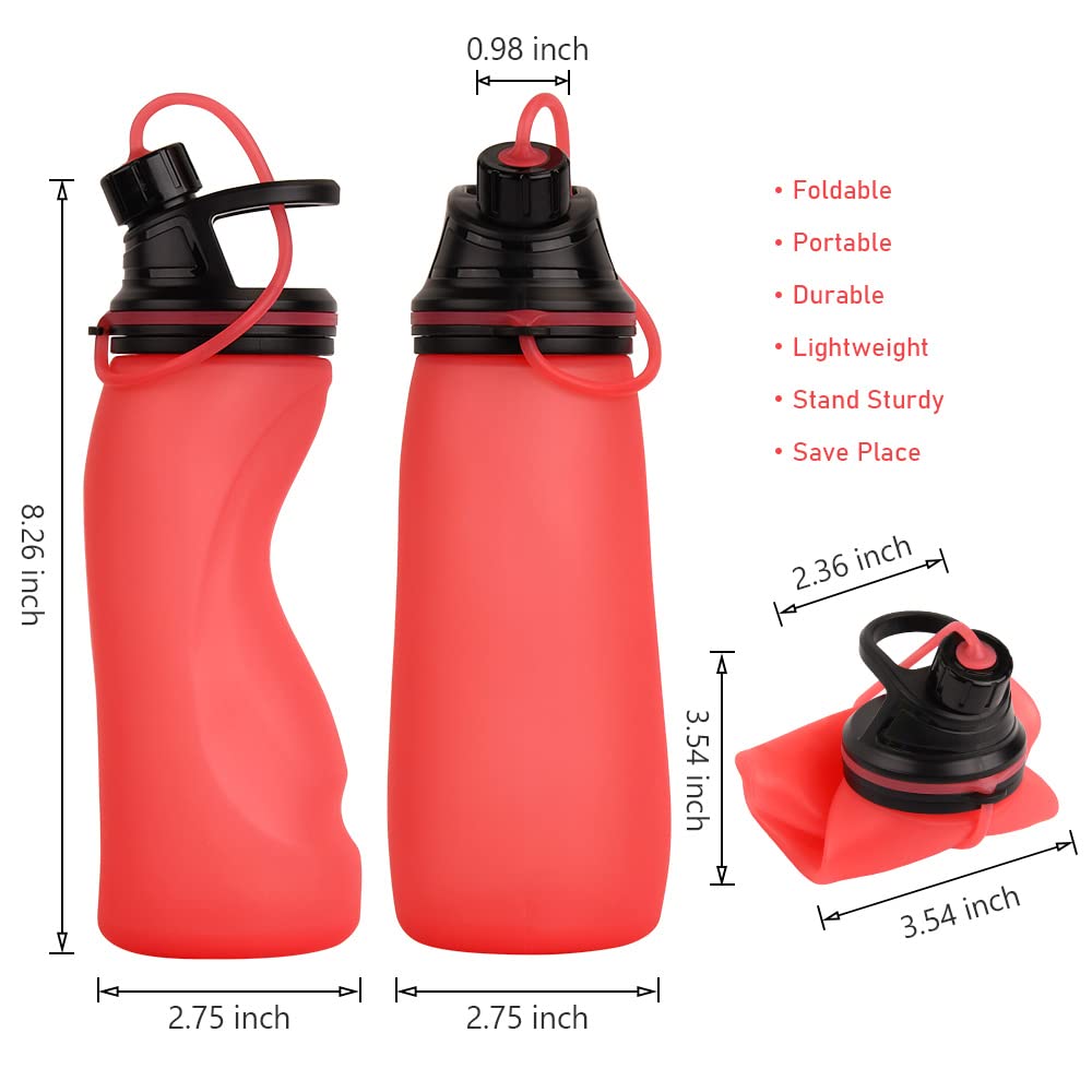 E-Senior Collapsible Water Bottle BPA Free - Foldable Water Bottle for Travel Sports Bottles with Triple Leak Proof Lightweight 17oz (Upgraded Aqua Blue)