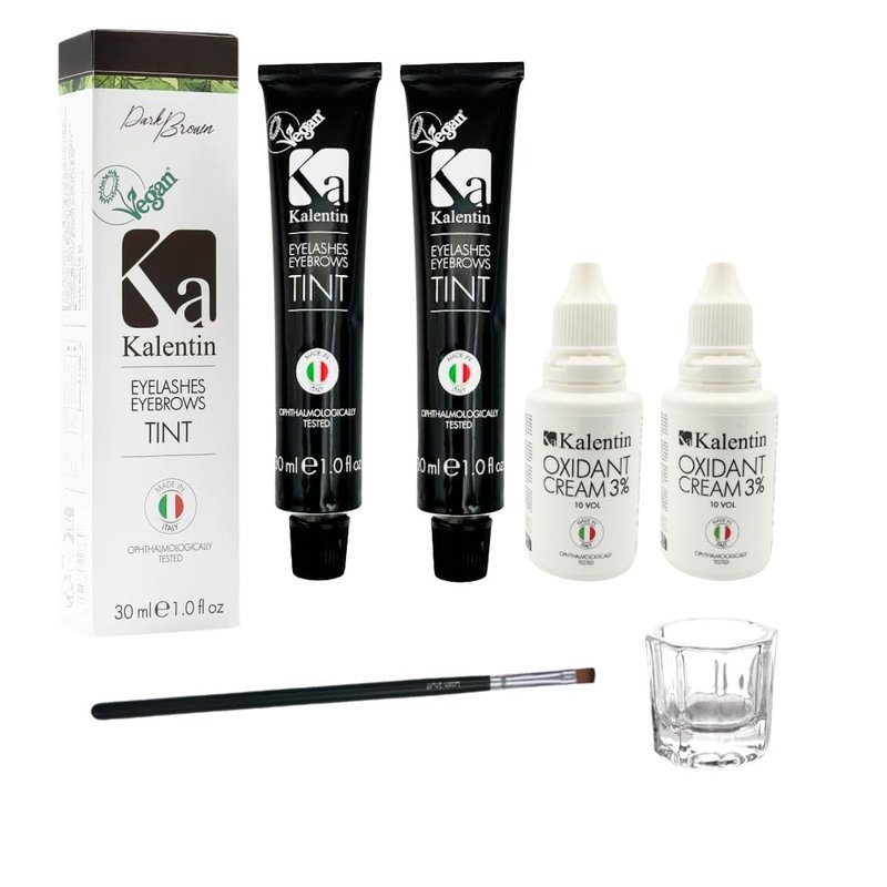 Professional Kalentin Eyebrow Color 2-Pack Plus 2 Developers (Dark Brown)