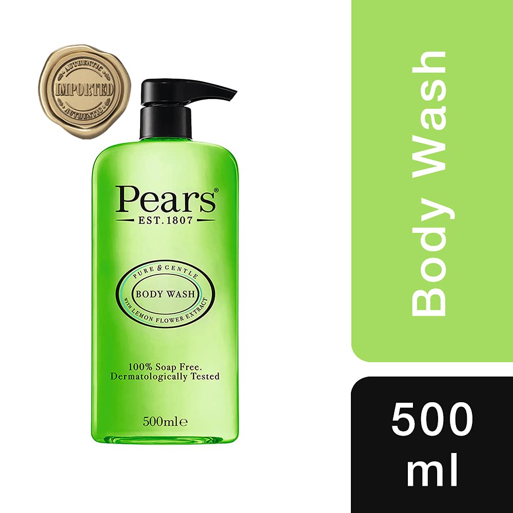 DOPICT Pears Pure & Gentle Shower Gel, Body Wash with Oil Clear Formula for Removing Excess Oil with Lemon Flower Extracts, 100% Soap Free, Imported, 500 ml