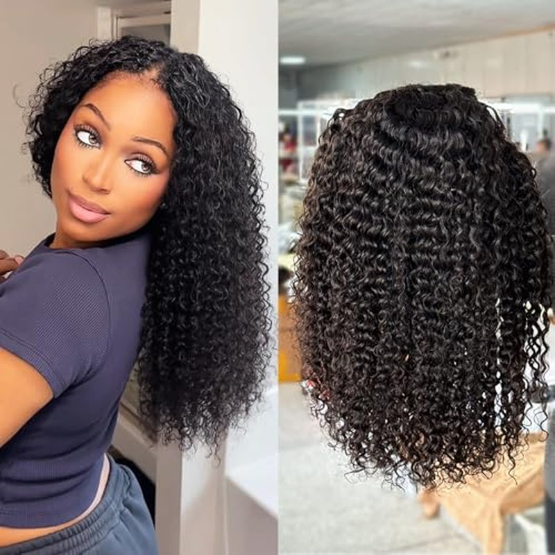 JYZ Half Wig Human Hair 300% Density 3 In 1 Seamless Flip Over Half Wig Invisible Hairline Glueless Wear and Go Beginner Friendly Curly Human Hair Wigs for Women 20 Inch