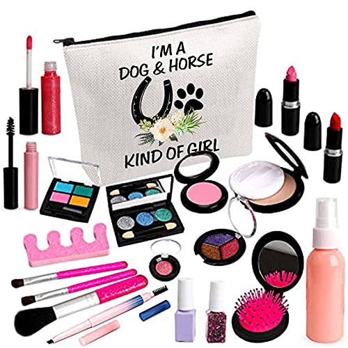 BDPWSS Dog & Horse Lover Gifts: Makeup Bags for Women & Girls - Paw Print Horseshoe Gift for Dog Mom & Cowgirl Equestrian