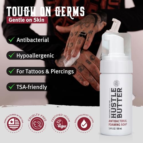 Hustle Butter Tattoo Aftercare Kit - Tattoo Balm, Antibacterial Soap, and Aftercare Wrap - TSA-Friendly Balm & Soap - Easy Removal, Mess-Free Wrap