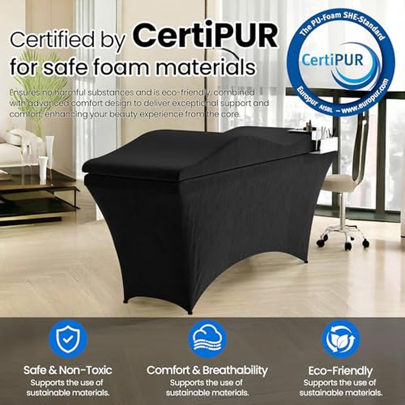 Lash Bed Foam Topper, Massage Table High-Density Foam Mattress, Ergonomic Curved Lash Bed Topper Cushion for Beauty Salon