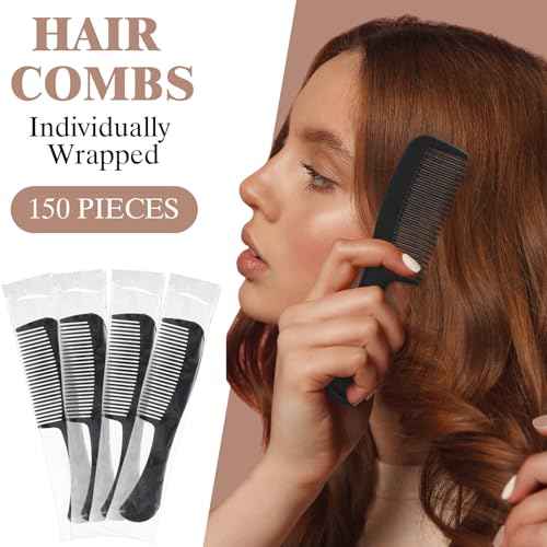 Layhit 150 Pack Bulk Hair Combs Individually Wrapped Plastic Hair Comb Set Christmas Boxes Gifts Travel Pocket Sturdy for Women, Kids, Men, Homeless, Shelter, Nursing, Hotel, Home, Charity Church