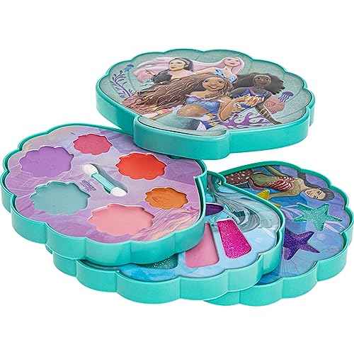 Townley Girl The Little Mermaid Clam Beauty Compact Set Kit with Lip Gloss Palette, Makeup Set for Kids Girls, Ages 3+ Perfect for Parties, Sleepovers and Makeovers