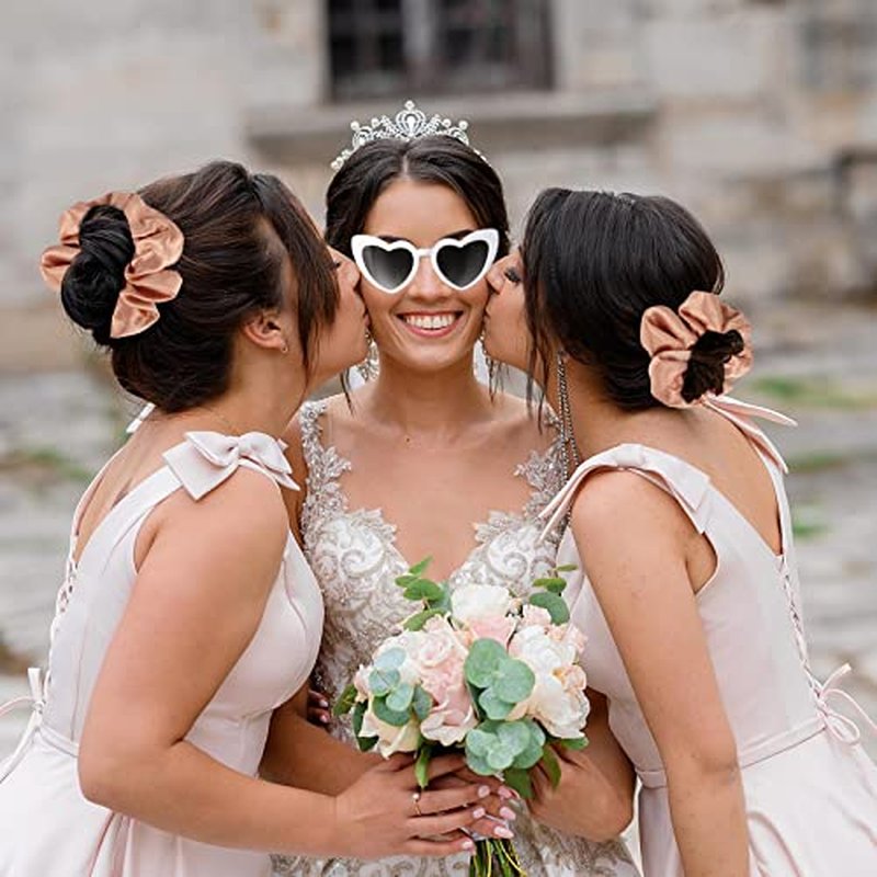 Bridesmaid Scrunchies Proposal Hair claws clips Set of 12 Bridal Shower heart sunglasses Gifts for Wedding Bachelorette Party Favors (32pcs Pink)