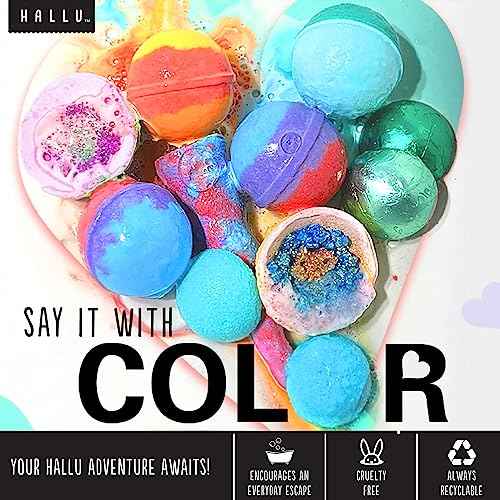 Hallu Mermaid Large Bath Bomb, Citrus Peony and Amber Scent, 140 g, Pack of 8