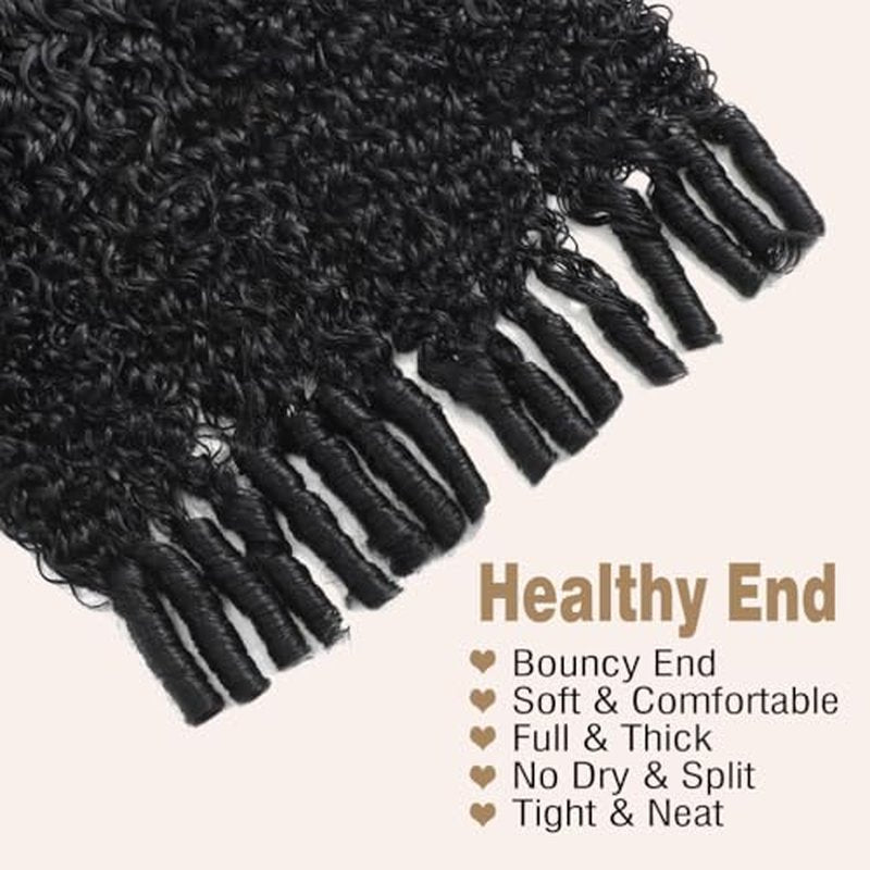 Burmese Curly Human Hair Bundles 16 18 20 Inch Water Wave Bundles with Spiral End 100% Unprocessed Quick Weave 3C4A Virgin Remy Hair Double Weft for Women Natural Black