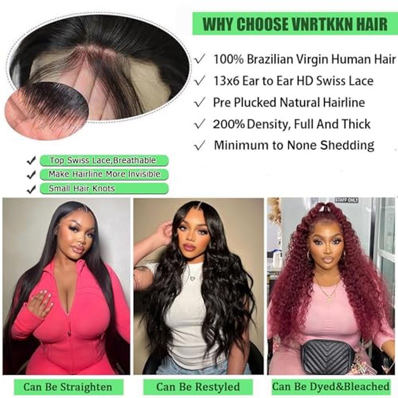 13x6 Lace Front Wigs Human Hair 200% Density Deep Wave Wig for Women 22 Inch HD Transparent Deep Wave Lace Front Wigs Human Hair Glueless Wet and Wave Human Hair Wig Pre Plucked Curly Human Hair Wig