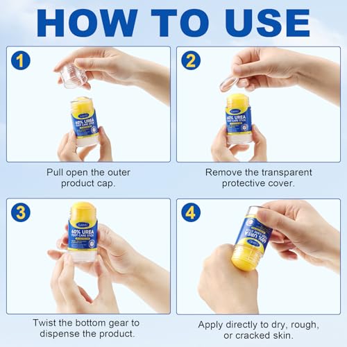 60% Urea with 2% Salicylic Acid Urea Foot Care Stick, Heel Stick for Cracked Feet, Foot Care Cream Moisturizer for Dry Cracked Feet, Knees, Elbows, Hands, Foot Lotion Stick -1.41oz