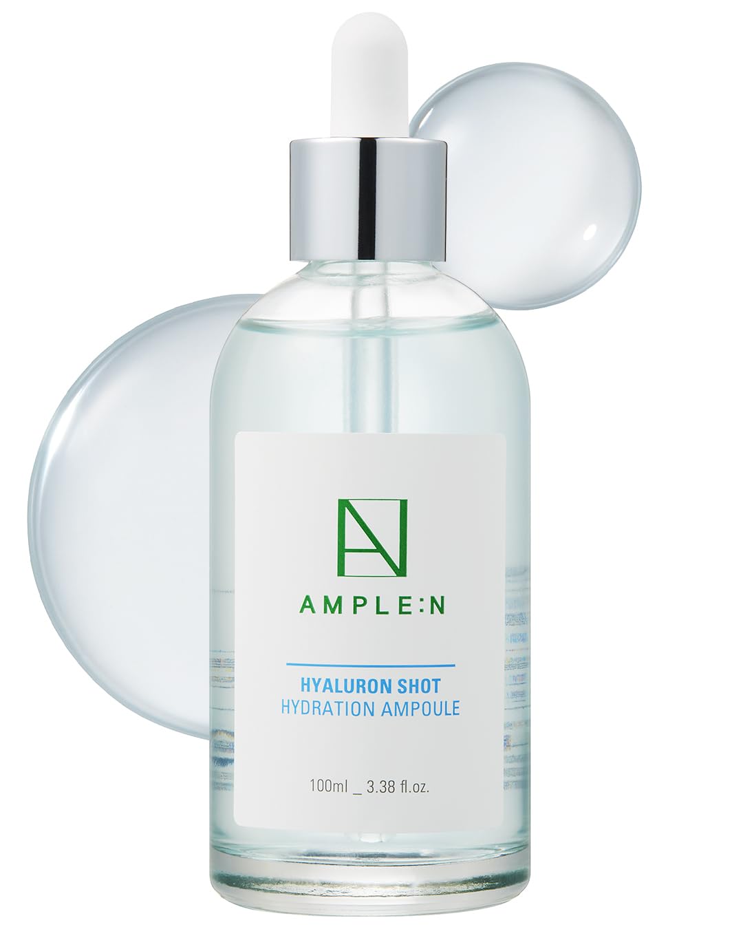AMPLE:N Hyaluron Shot Hydration Serum – Plumping Face Serum with Hyaluronic Acid and Xylitol - Ultra Hydrating Moisturizer to Reduce Wrinkles and Restore Vitality and Glow, 3.38 fl.oz.