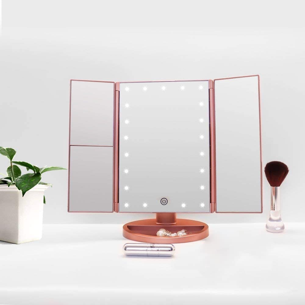 FUNTOUCH 30X/7X/1X Wall Mounted Lighted Makeup Mirror, Rechargeable Double Sided Magnifying Bathroom Lighted Mirror, 3 Color Modes Touch Dimmable Extended Arm 360 Rotation,Nickel B